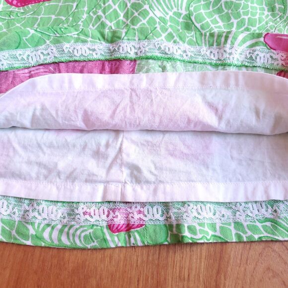 Lilly Pulitzer Dress Size 2 Green Pink Koi Fish Lotus Blossom Flower Shift - Picture 5 of 11